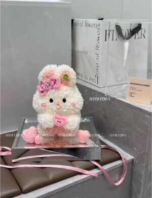 粉兔兔永生花礼盒
